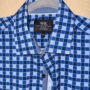 WRK Men's Blue Checkered Casual Shirt